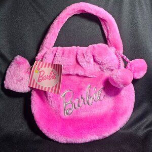 Vintage 1996 - Barbie pink fuzzy purse with tag